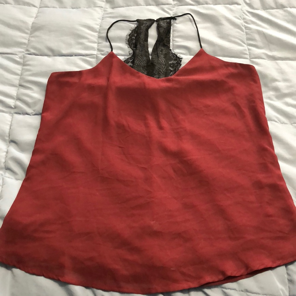 Size L red wine chiffon and lace tank top